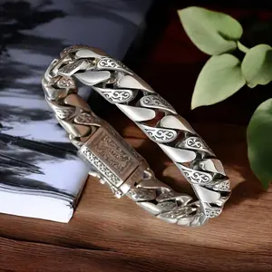 Silver S925 bracelet, pure silver bracelet, men's bracelet can be opened and worn as an ideal holiday gift for boyfriends or fathers' birthdays