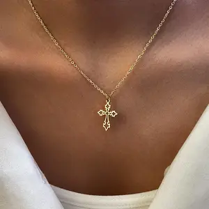 Stainless Steel Necklaces Vintage Cross Pendants Chain Choker Jewellery Fashion Necklace For Women Jewelry Party Gift