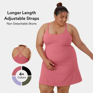 Halara Everyday Cloudful Fabric Backless 2-in-1 Flare Plus Size Activity Dress-Wannabe-Longer Length & Adjustable Straps
