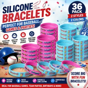 36 Pcs Baseball Softball Silicone Wristbands Set Sports Team Spirit Bracelets for Summer Party Game Day Favor Gift
