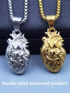 Hiphop Heart Pendant, 304 Stainless Steel Material, Creative Special Heart Shape Pendant, Unisex Personalized Fashion Jewelry