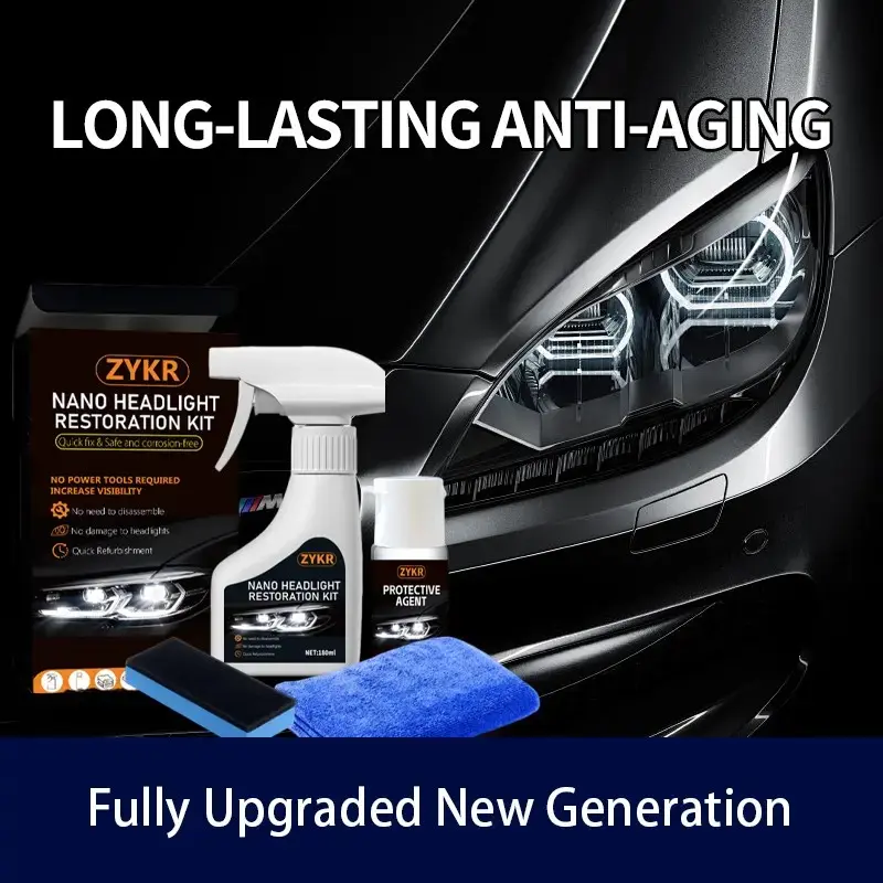 ZRKR Nano Headlight Restoration Kit - Oxidized and Yellowed Car Headlights, Enhanced Fuzzy Crystal Coating Repair Agent