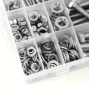Heavy Duty Bolts & Nuts Assortment Kit, 304 Stainless Steel Bolts & Nuts Assortment Kit, Durable Bolts & Nuts Assortment Set, Hardware Tool