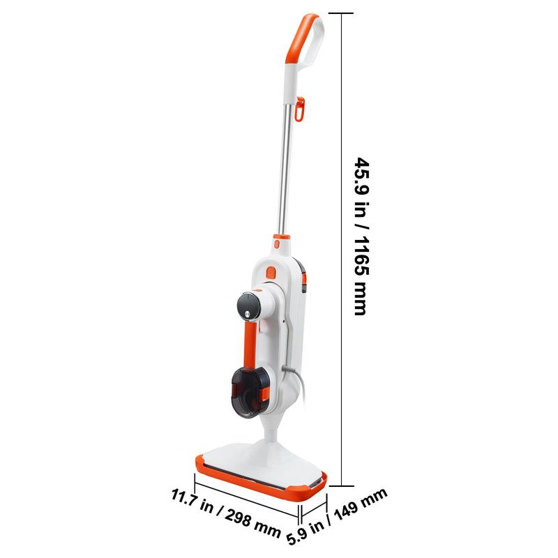 VEVOR Steam Mop,  , 8-in-1 Hard Wood Floor Cleaner with 7 Replaceable Brush Heads, for Various Hard Floors, Like Ceramic, Granite, Marble, Linoleum, Natural Floor Mop with 2 pcs Machine Washable Pads