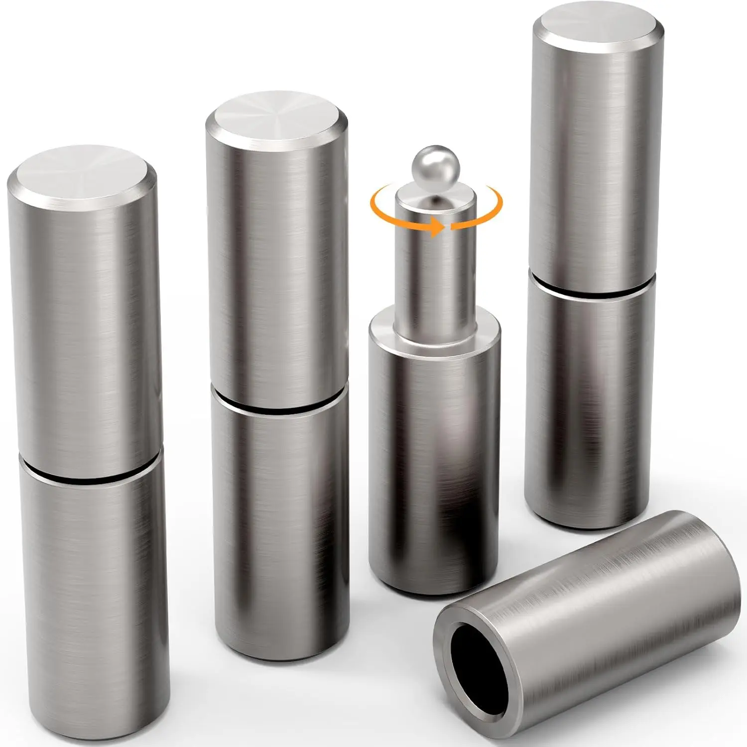 Heavy Duty Weldable Carbon Steel Barrel Door Hinges - 4-in, 4⅛x1in, 360-Degree Rotation, Low Friction, Detachable Pins, Ball Bearing, 1200lb Load Capacity, Custom Installation for Metal Doors