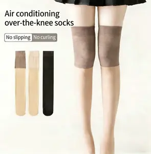 Summer Air Conditioner Knee Socks - 3 Pack  Long Tube Stockings Core Silk Anti-Snag Non-Slip Cold Leg Socks High Tube Over-the-Knee Socks