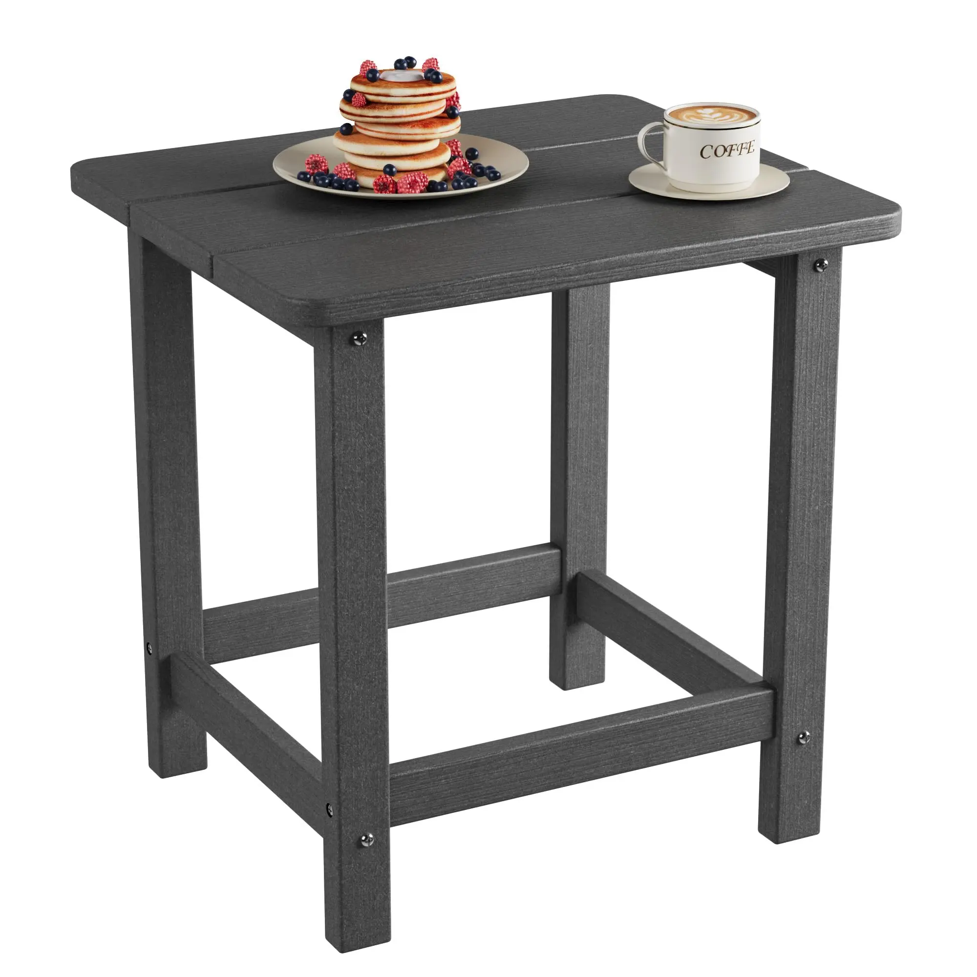 Weather Resistant HDPE Adirondack Square Outdoor Side Table, Durable UV-Proof Maintenance-Free Small Patio End Table, Easy Assembly for Garden Balcony Porch Beach Pool Backyard Deck