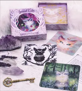Spirit Cats Oracle Deck - Watercolor Art, Artist Illustrated Inspirational Card Deck - Indie, Tarot, Magical, Witch, Divination, Healing, Divine Messages, Cat Gift, Kitty