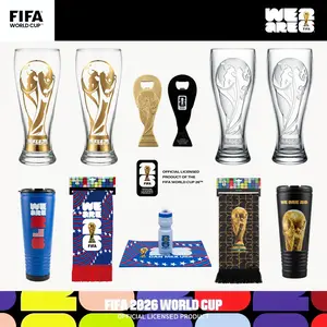 【FIFA World Cup 2026】 Official Licensed FIFA Merchandise Collection  Premium Soccer Souvenirs: Glass Beer Mugs, Scarf, Whistle Cup & Fan Gift Set Bundle