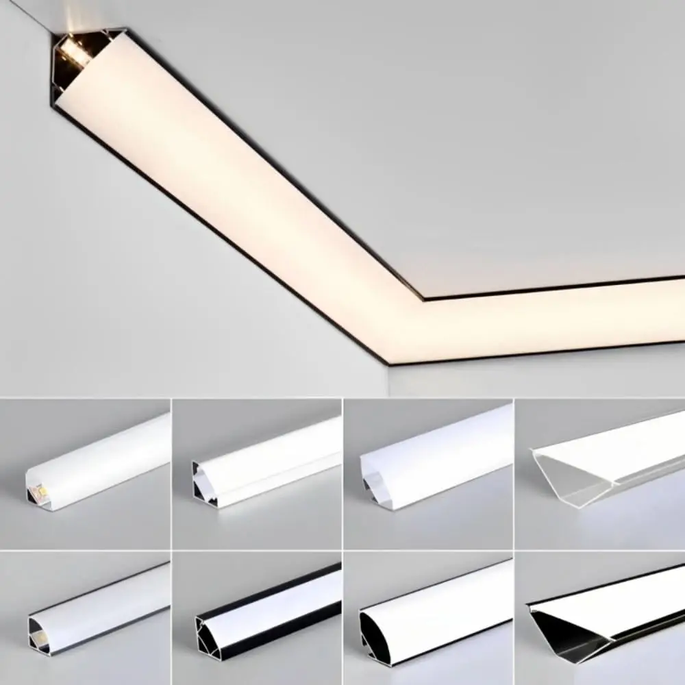 Professional 45 Degree Drywall LED Aluminium Channel Channel, Ceiling Cove Linear Light Diffuser, V Type Wall Wash Strip Housing