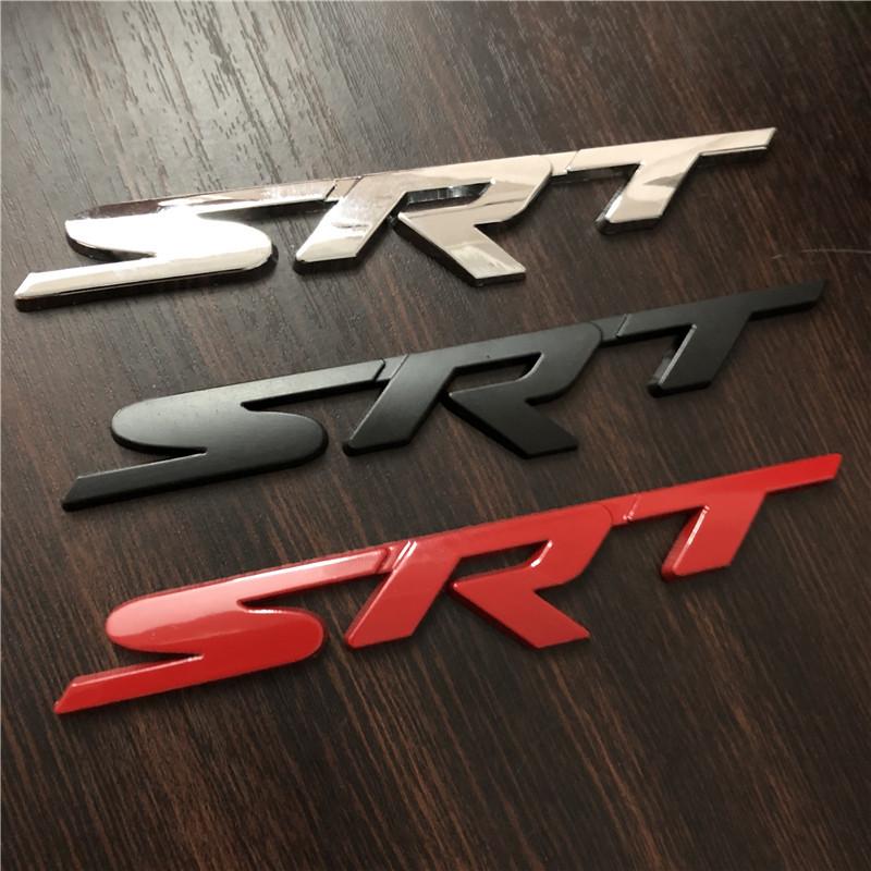 SRT 3D Metal Logo Emblem Nameplate Decal Rear Side for Dodge Charger Hellcat Challenger Jeep Grand Cherokee