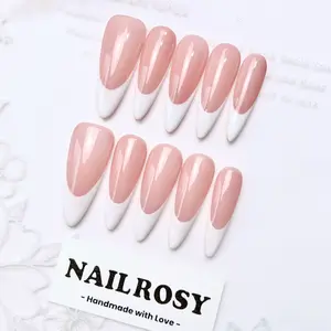 Almond Fake Nail, 10pcs/set Long Almond Press on Nails for Women & Girls DIY Nail Art, Elegant Stick on Nails Kit