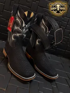 Botas para Caballero Piel Genuina Nuevo Diseno / Men's Square Toe Boots Genuine Leather New Print Design