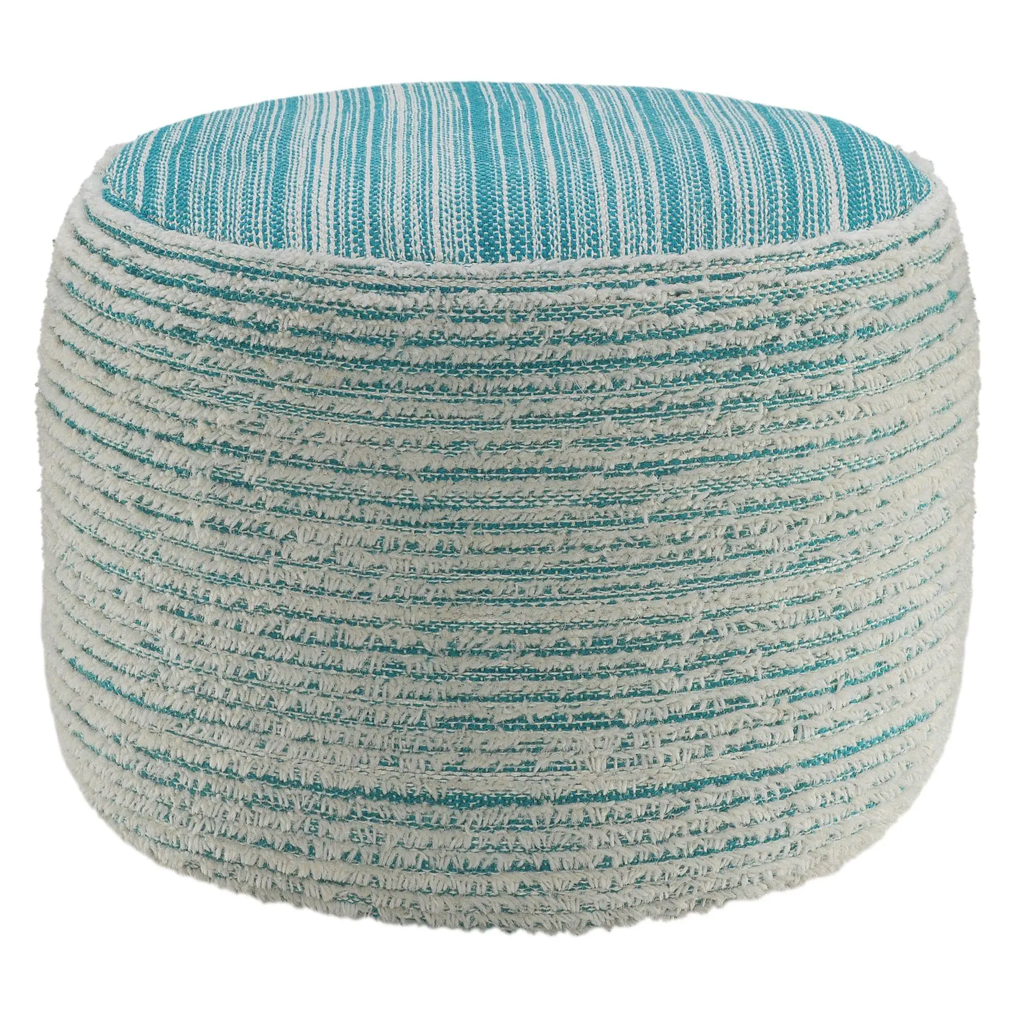 Ox Bay Hand-Wov en Striped Poly ester Pouf Otto man