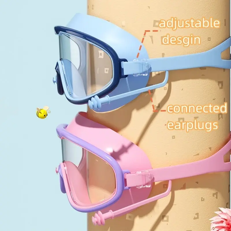 Kids' Large View HD Anti-Fog Waterproof Diving Swimming Goggles, Splash Swim Goggles, Unisex Available in Multiple Colors, Perfect for Swimming Lessons and Pool Fun