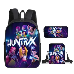 2026 New Style K-Pop Demon Hunters  Backpack Satchel Pen Case Three-piece Set