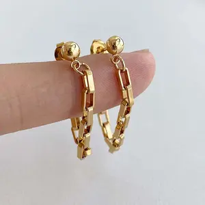 Titanium steel round bead chain earrings for women, niche design earrings, 2026 new personalized jewelry