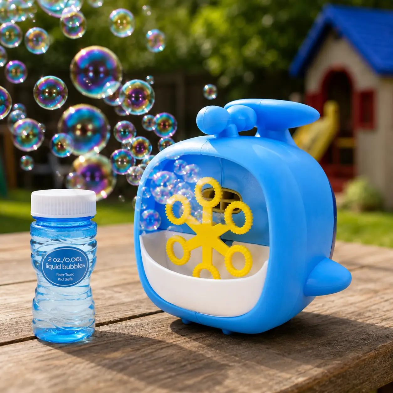 Whale | Dinosaur | Unicorn  Automatic Bubble Machine for Kids | 6 Spinning Wands + 2 oz Bubble Liquid | Outdoor Backyard & Party Bubble Toy