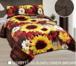 Borrego Soft Plush Flannel 3pc Sherpa Blanket Floral Aztec Western 92"x92" with 2 Pillow Cases 20"x30" Dry Clean Only Modern Bedding Set