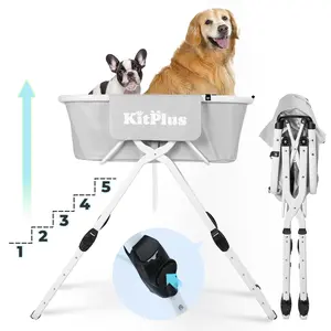 KITPLUS Portable Dog Bathtub, 2-in-1 Dog Bathing Station for Small to Large Pets, Cute Design, Ideal for Indoor and Outdoor Use
