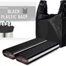 Black Plastic Grocery Bags, 100 Pack, 11.5'x 6.5" x 21', 22 Pound Capacity, Heavy Duty, Unscented