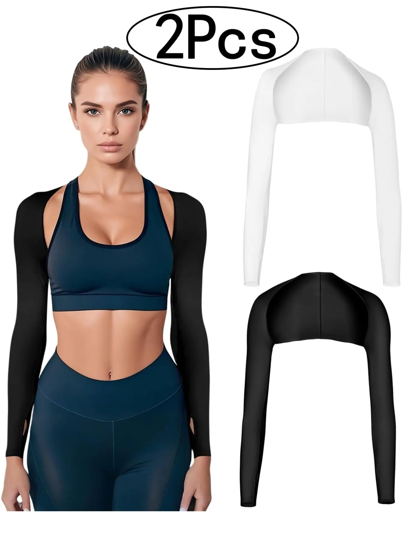 2Pcs-Sun Protection Shawl Sleeve Covers Summer Sports High Stretch Quick Dry Breathable Shoulder Sleeves Outdoor Cycling Unisex Arm Sleeves Cover