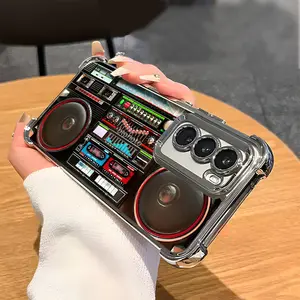 Mechanical Audio Speaker Cool Luxury Man Pattern Aesthetic Electroplated TPU Casing For SAMSUNG GALAXY S22 S23 S24 FE ULTRA PLUS Four Corners Anti-Fall Soft Silicone Gift Shockproof Protection Anti-Drop Protective Protector Phone Cases Shell Cover