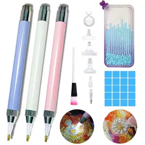 Diamond Art Painting Nail Art Tool Set, 1 Count Diamond Painting Pen with light & 6pcs Replaceable Tip, DIY Diamond Arts Colorful Painting Tool for Home School Office, Christmas Gift, Mother's Day Gift, Gift for Mom!(Batteries not included.）