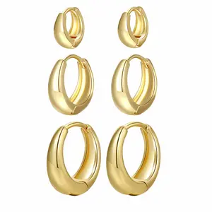 Ladies simple earrings, suitable for women hypoallergenic cartilage thick hoop earrings