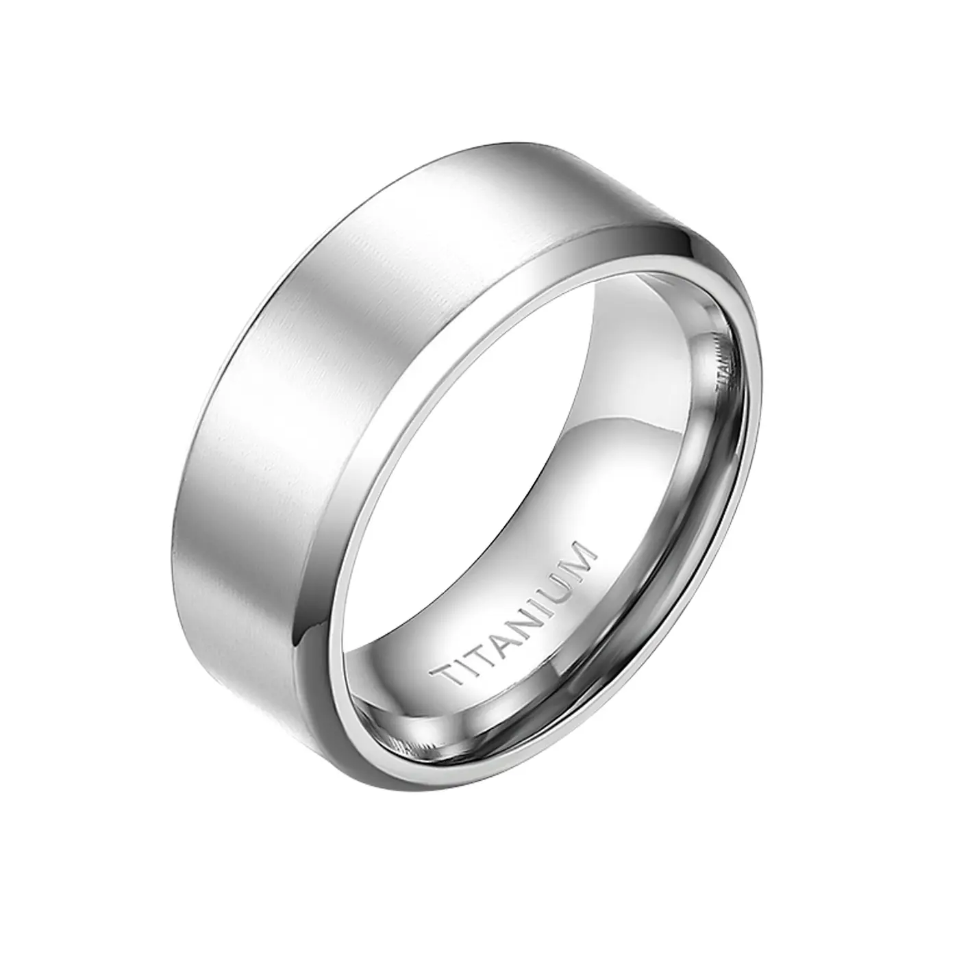 OIDEA 8mm Titanium Couples Rings for Women - Silver Polished, Comfort Fit, Stackable, Wedding Promise Ring for Engagement, Anniversary Gift Set, Jewelry Rings, Fashion Promise Ring