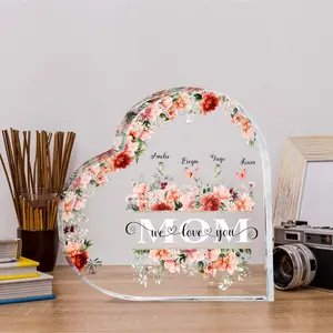 Personalized Mom/ Grandma And Kid Names Heart Acrylic Plaque, Custom Mother's Day Gifts From Kids, Christmas Gift For Mom, Grandma, Custom Kids Names, Nana Gift, Mama Gift