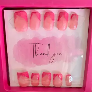 Strawberry Pop Press On Nails - Pink Gradient Design for Easy Application and Stylish Look