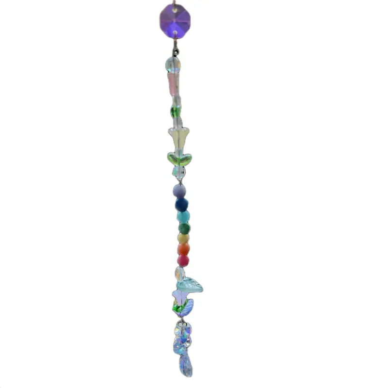 Single Hanging Crystal Suncatcher with Primary Color Beads Glass Beads and Crystal Hanging Decorative Accessory for Home Decor