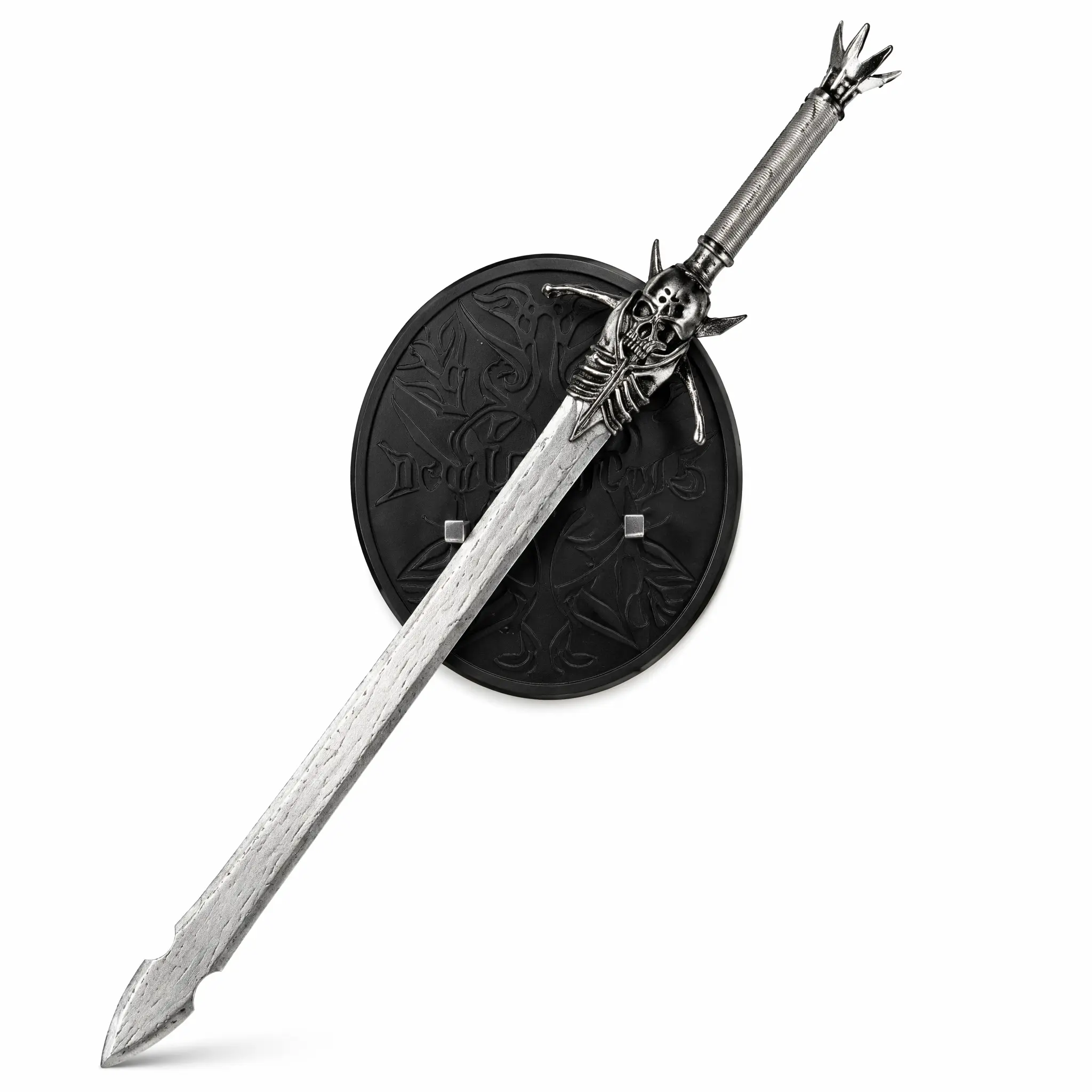 39.8in Rebellious Demon Hunter Inspired Greatsword - Premium Zinc Alloy Blunt Prop with Engraved Skull Guard, Gaming Wall Decor (Stand Not Included)