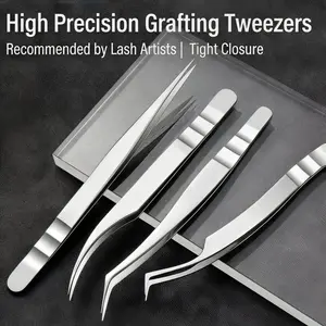 Professional Stainless Steel Tweezers, Precision Hair Removal & Eyebrow Grooming, Perfect Lash Extension, Unisex, Includes Storage Box