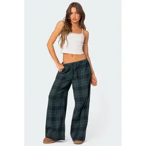 Lounge Around Plaid Wide Leg Pants
