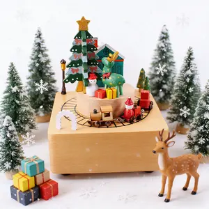 Wooden Music Box Train for Girls, Musical Box Smart Castle Toy Decoration Birthday Present for Lover Friends and Children Plays Spirited Away Song