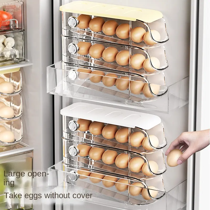 3 packs Degermination rolling egg organizer for refrigerator special side door egg organizer crisper drawer egg holder Boxes
