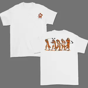 Unisex Vintage Cotton Soft T-Shirt, Tiger Mascot Golf Swing Graphic Casual Apparel, Trendy Golf Gift