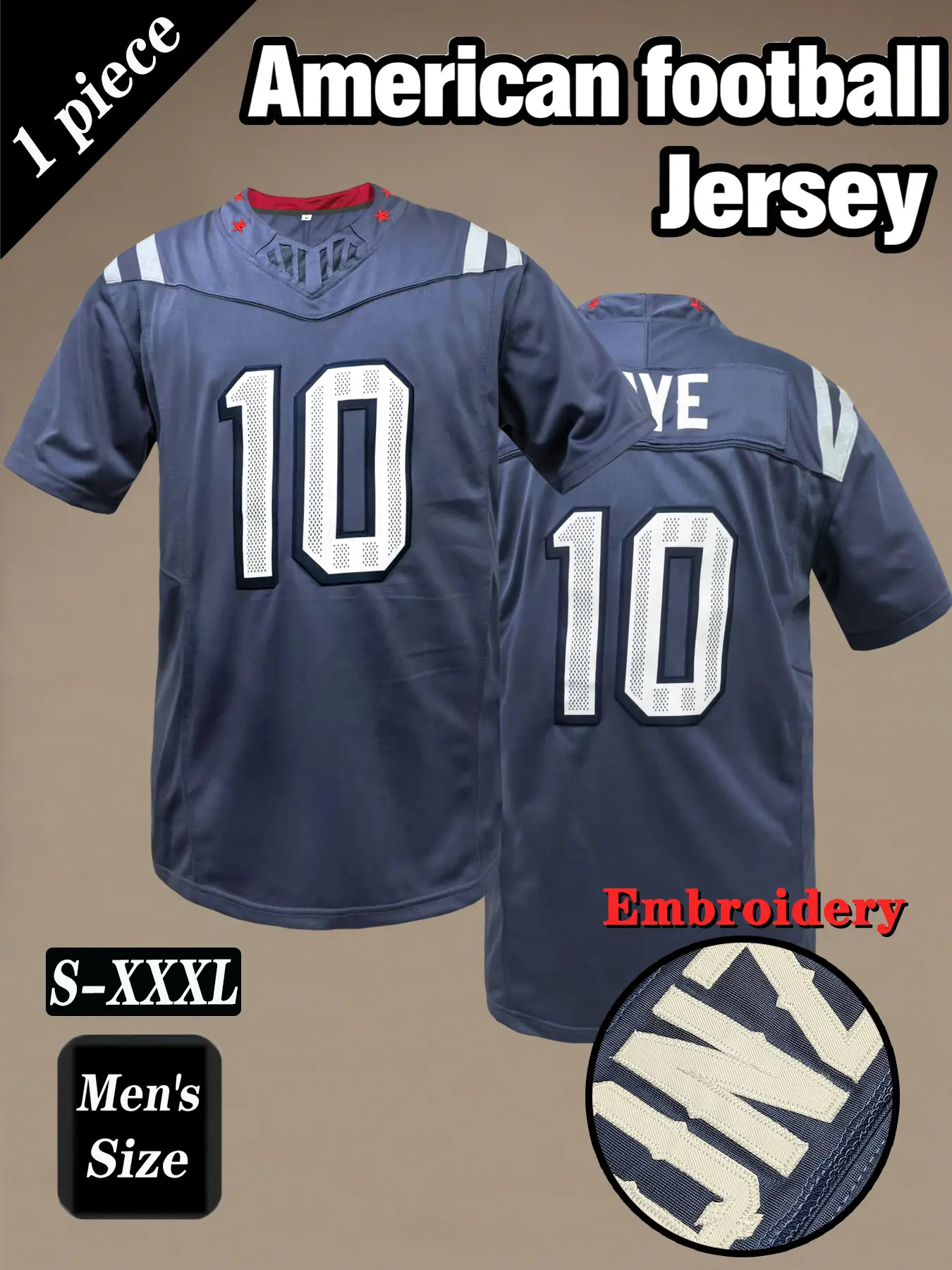 Men's Retro American football jersey, Lightweight Jersey, MAYE # 10 Embroidered breathable V-neck mesh rugby sportswear, hip-hop casual T-shirt, Sports Tops, suitable for outdoor sports, game training, unisex