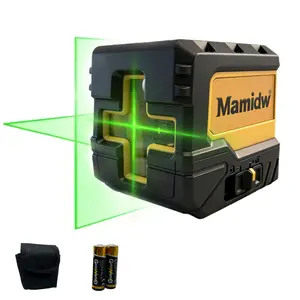 Mamidw 2-Line Self-Leveling Laser Level, Manual and Self-Leveling Modes, High Precision Green Light, with 2 Batteries and Cloth Bag, Ideal for Picture Hanging, DIY Projects, Wall Leveling, Cabinet Customization, Perfect Gift