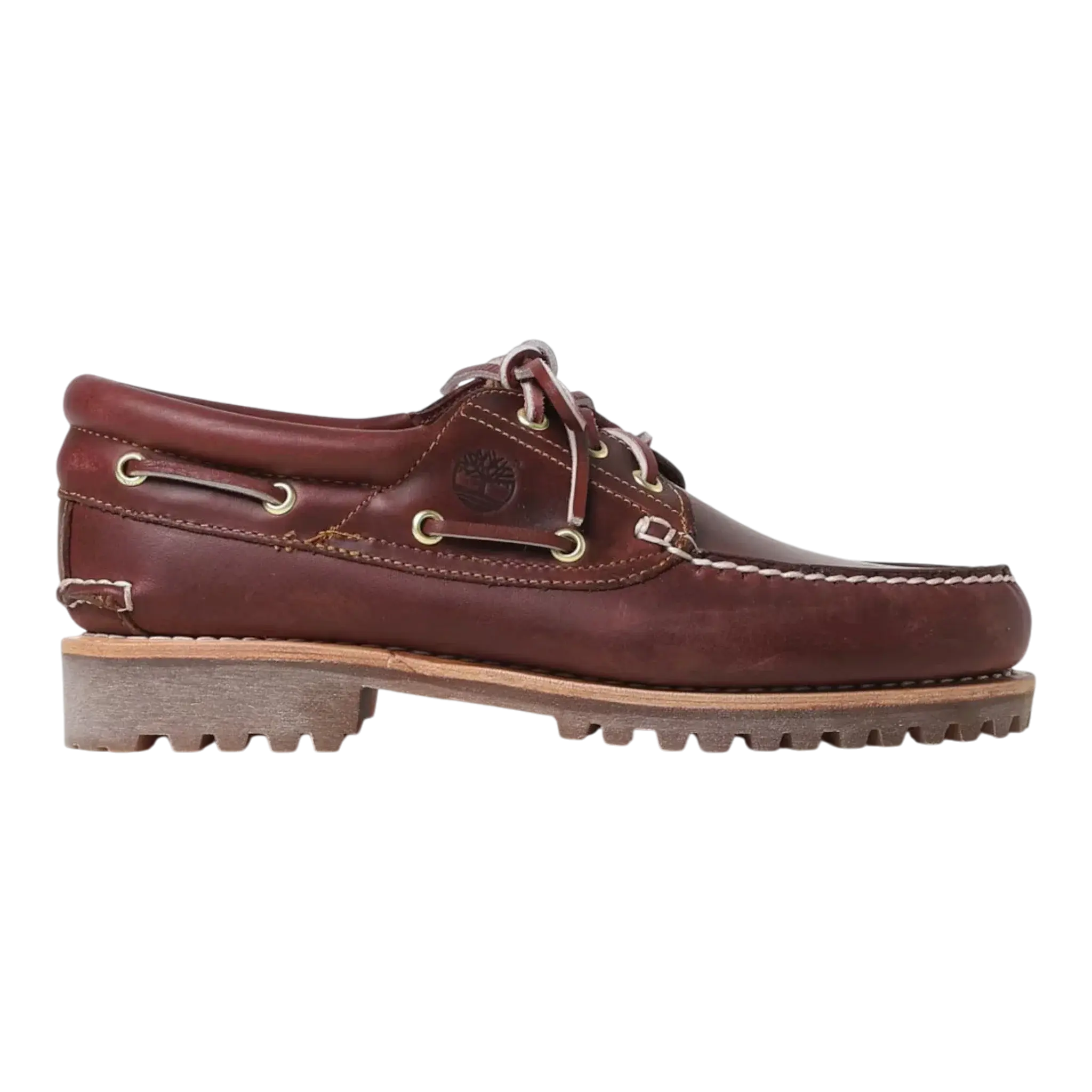 Timberland Authentic 3-EYE Lug Handsewn Boat Shoe in Burgundy | Men's