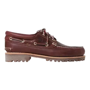 TIMBERLAND AUTHENTIC 3-EYE LUG HANDSEWN BOAT SHOE MENS BURGUNDY