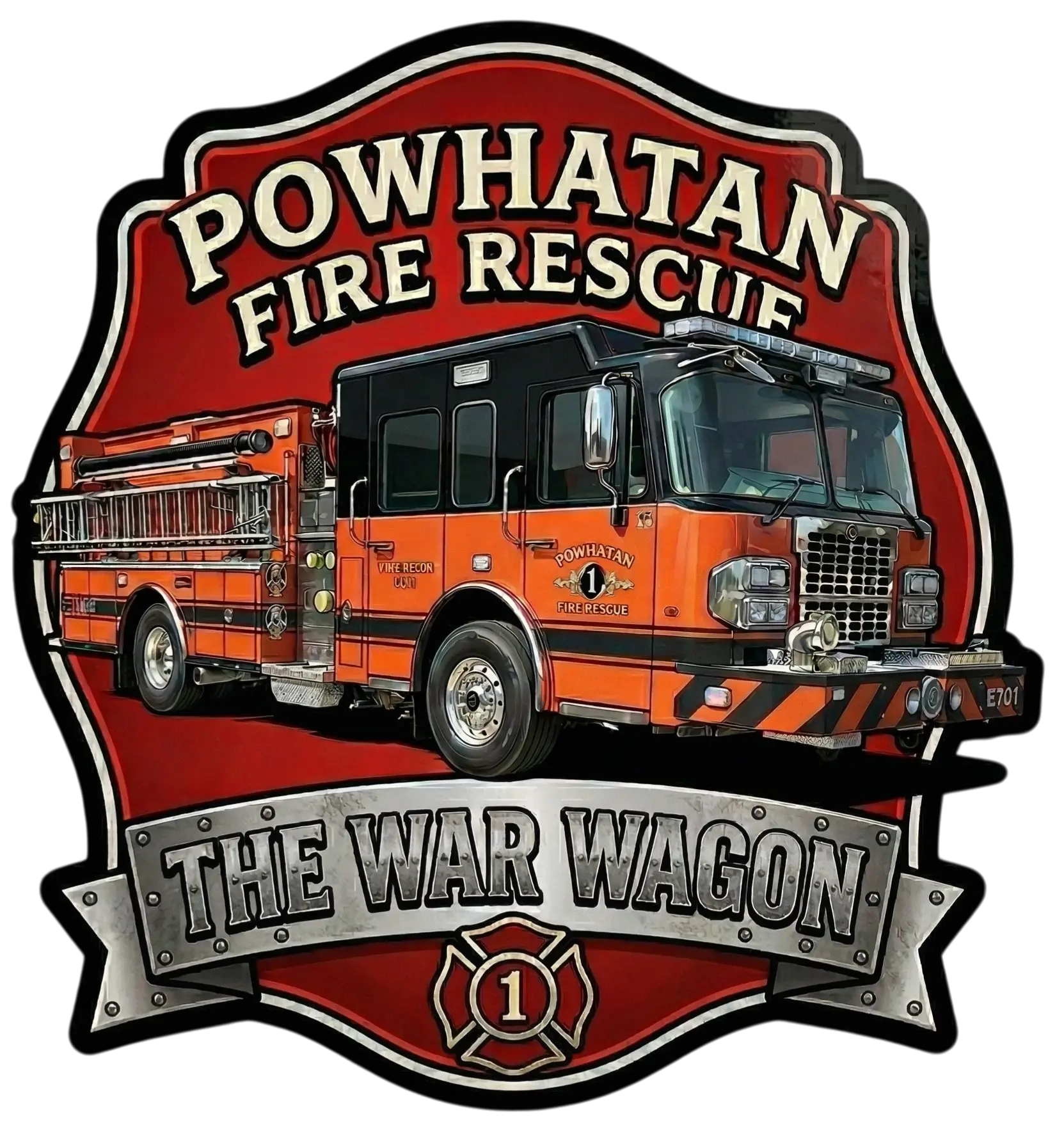 Powhatan Fire Rescue Hard Hat Window Decal, UV Protection 5-7 Year Outdoor Vinyl Sticker for Car Exterior & Outdoor Surfaces, Everyday, 2" Tall