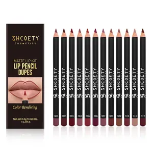 Long Lasting Lip Liner Pencil Set, 12pcs/box Matte Lipstick, Easy Coloring Lip Sticks, Suitable for All Occasions Lip Makeup, Girls and Women Makeup Accessories