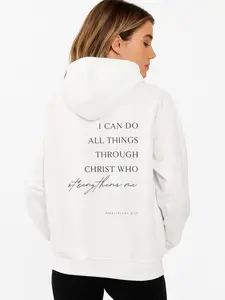 “I Can Do All Things Through Christ” Hoodie | Minimalist Philippians 4:13 Bible Verse Sweatshirt | Christian Faith Cross Pullover | Inspirational Religious Hoodie for Men & Women | Comfort Fit, Streetwear-Inspired