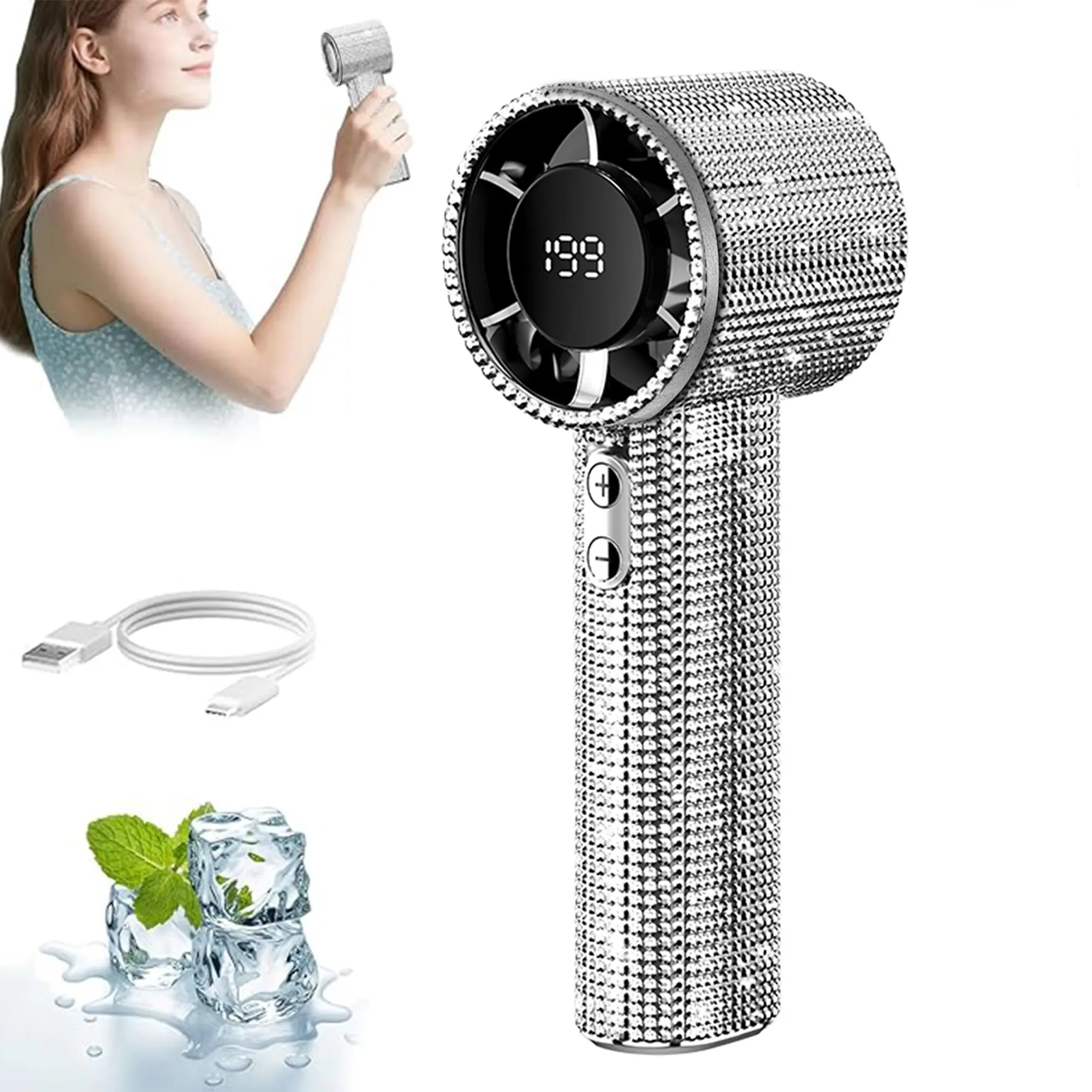Handheld Fan: Compact Design, Powerful Wind, Fast Charging Long Lasting, Cooling On-The-Go, Summer Essential, Standable Grip Dual Mode, Strong Airflow Fan, Personal Cooling Fan, USB Rechargeable Fan, Portable Pocket Fan