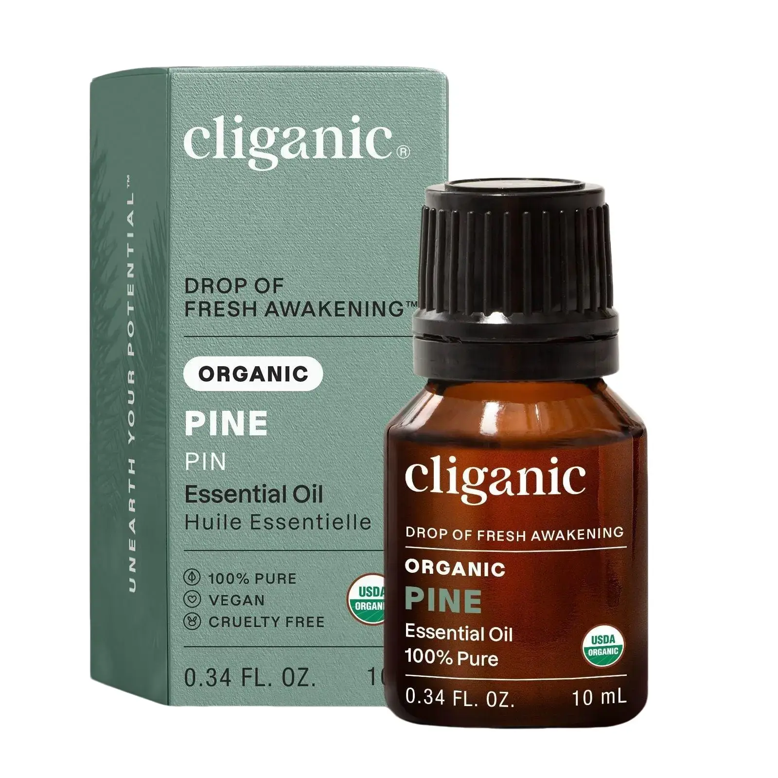 Cliganic Organic Pine Essential Oil, 100% Pure Natural Undiluted, for Aromatherapy | Non-GMO Verified | Organic, Peppermint, for Aromatherapy