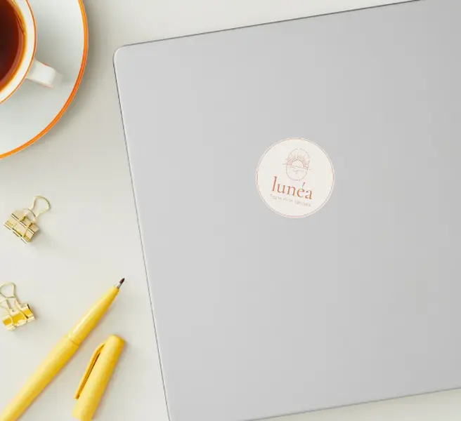 Beige Clean Minimalist Cafe Circle Sticker 1 inch sticker