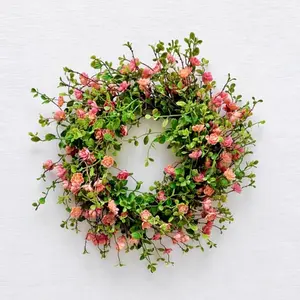 Pink Floral Candle Wreath, Mothers Day Wreath, 13" Candle Wreath, Mini Wreath, Kitchen Cabinet Wreath
